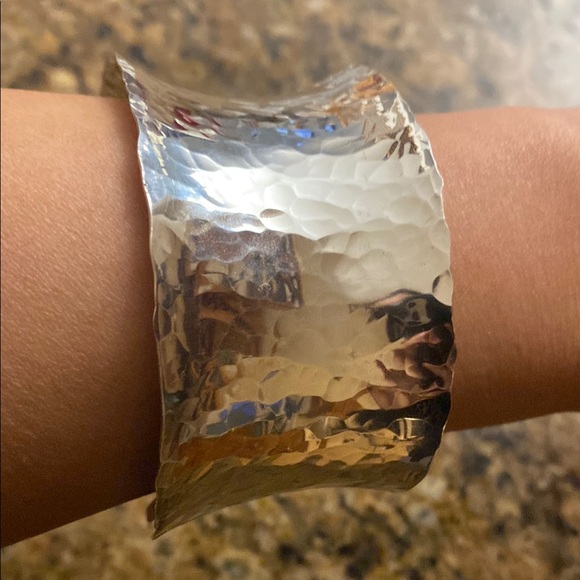 Hammered Sterling Silver Cuff Bracelet - Picture 9 of 10